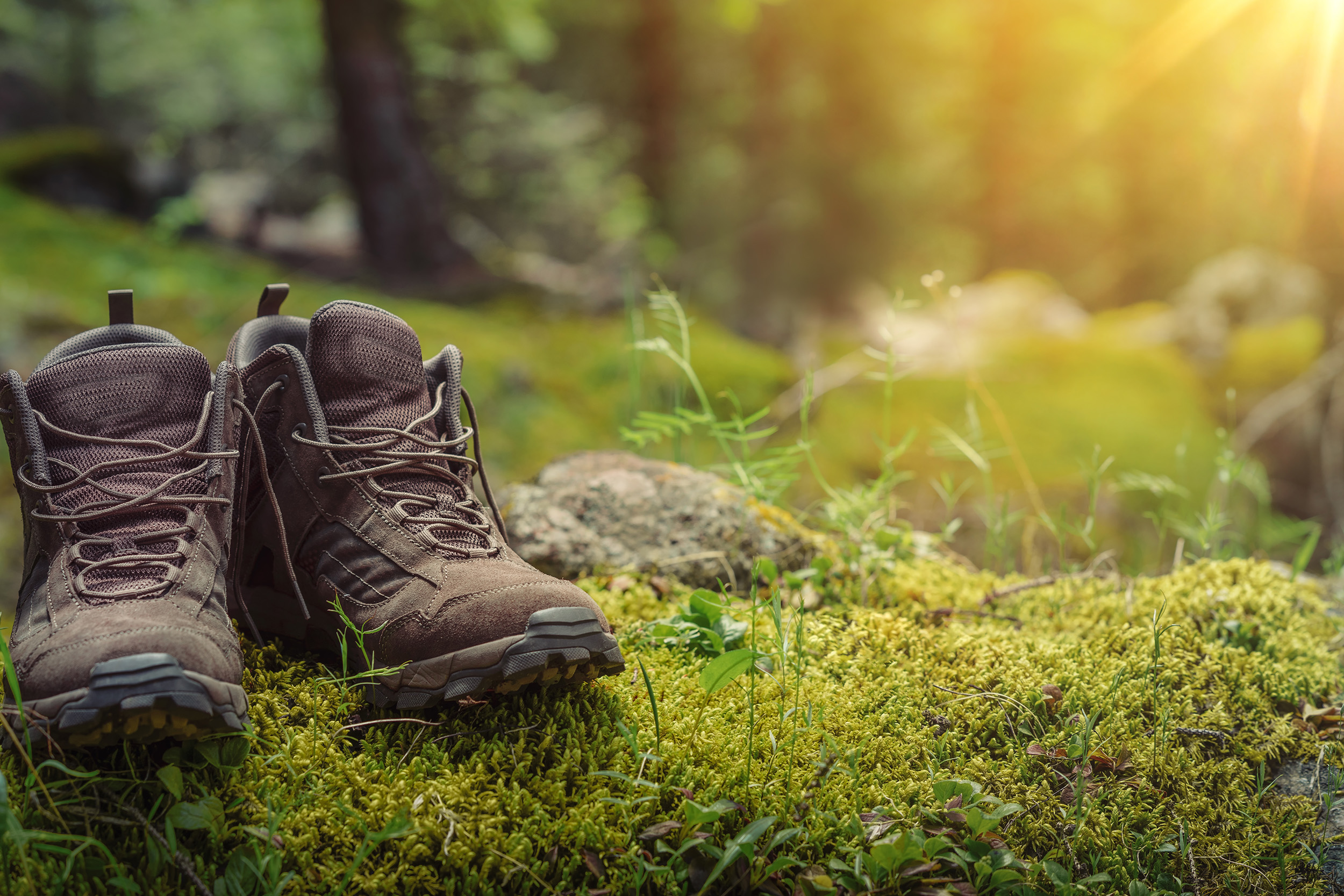 Bergschuhe auf Moos – achtsame Auszeit in der Natur erleben Bergschuhe auf Moos – achtsame Auszeit in der Natur erleben